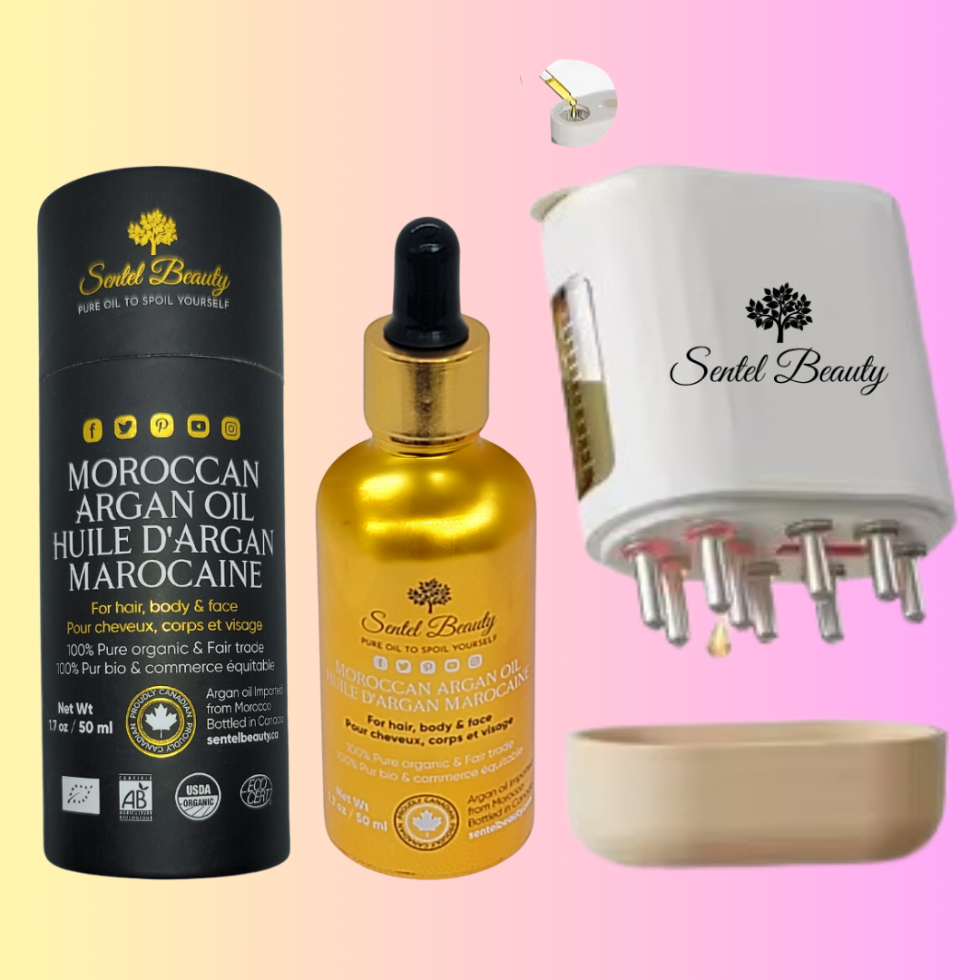 Nourish & Stimulate: Argan Oil with Electric Scalp Massager Brush