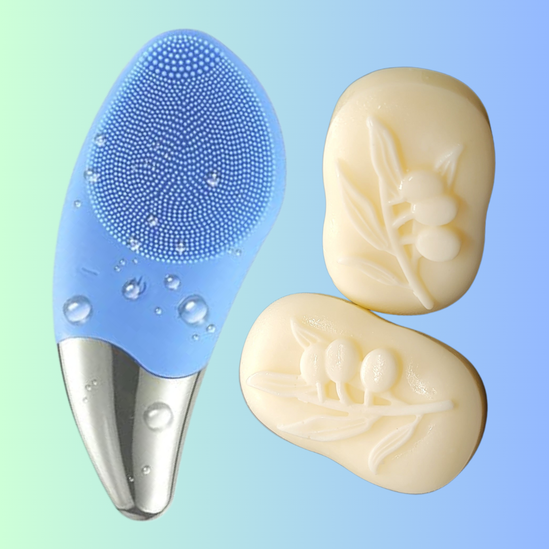 bleu-silicone-face-brush-goat-milk-soap-gift-set