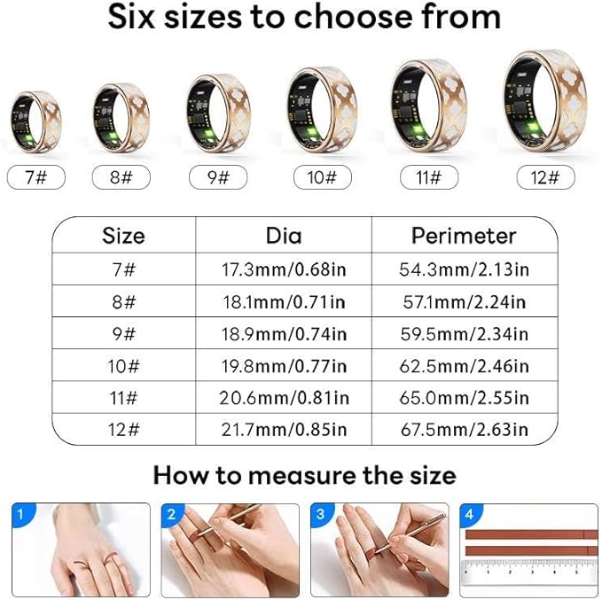 Smart Ring Health & sleep Managemet Android/iPhone Compatible Rose Gold IP68 Waterproof - SENTEL BEAUTY