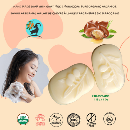 savon artisanal au huile d'argan et lait de chèvre pure bio 